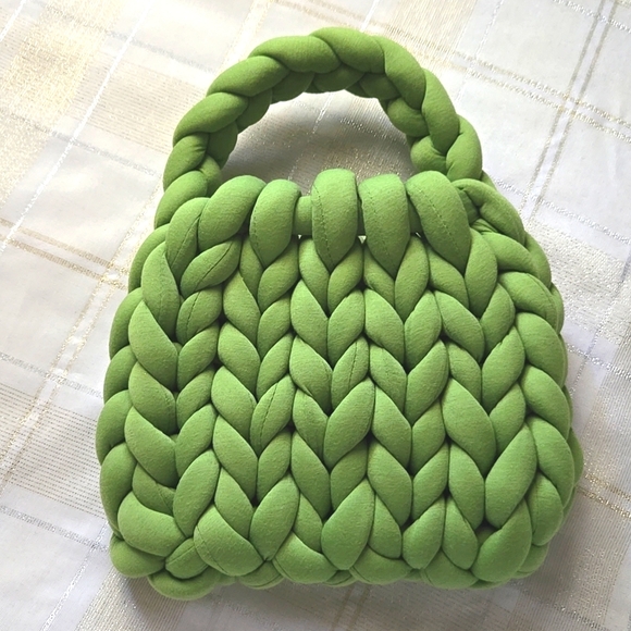 Green Chunky Cable Knit Bag - Picture 3 of 10